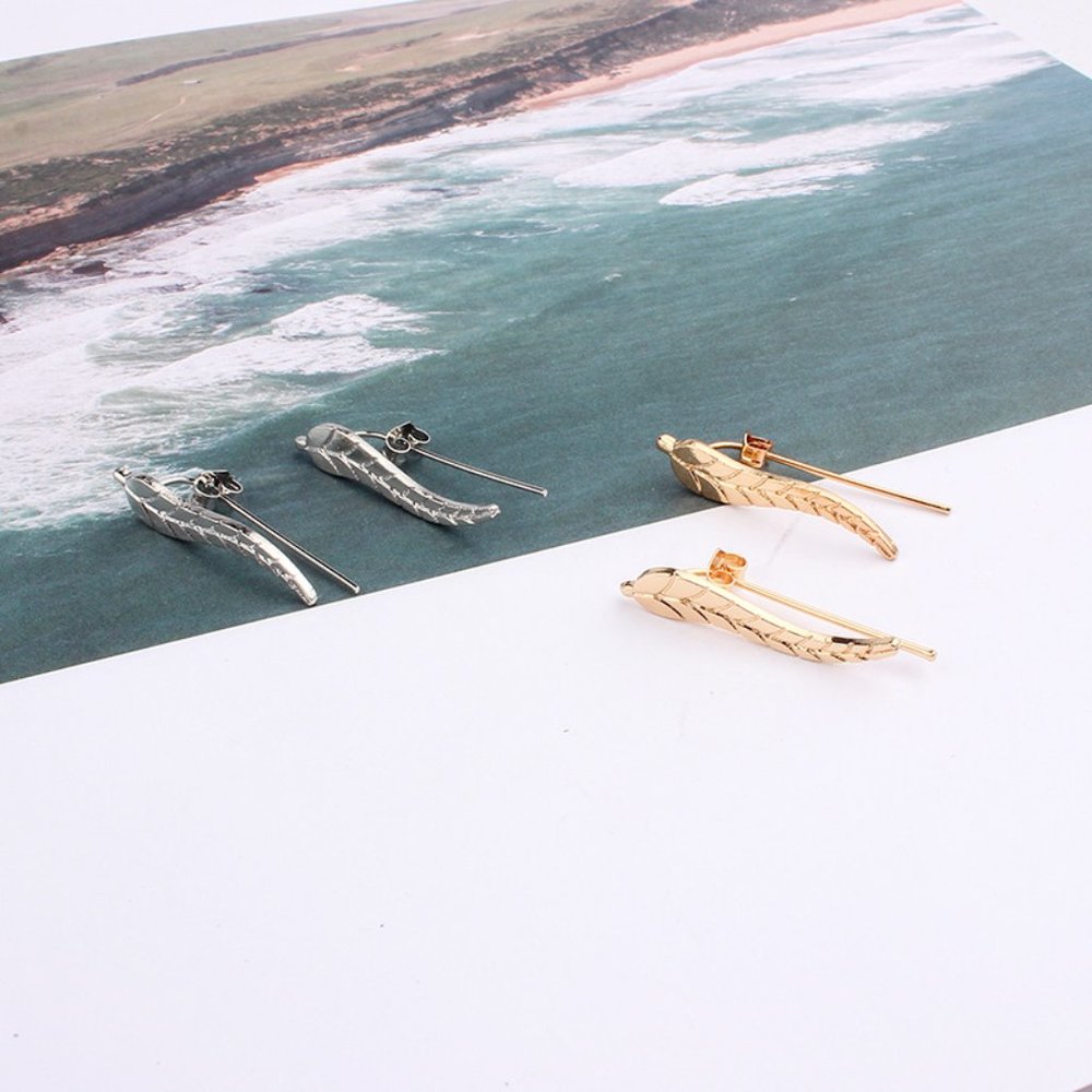 Feather Wire Earrings - Picture 4 of 4